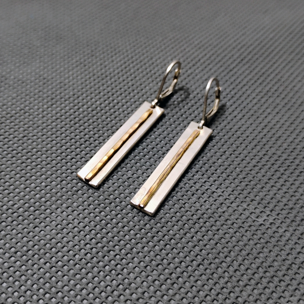 Sterling Silver With Bronze Drop Earrings